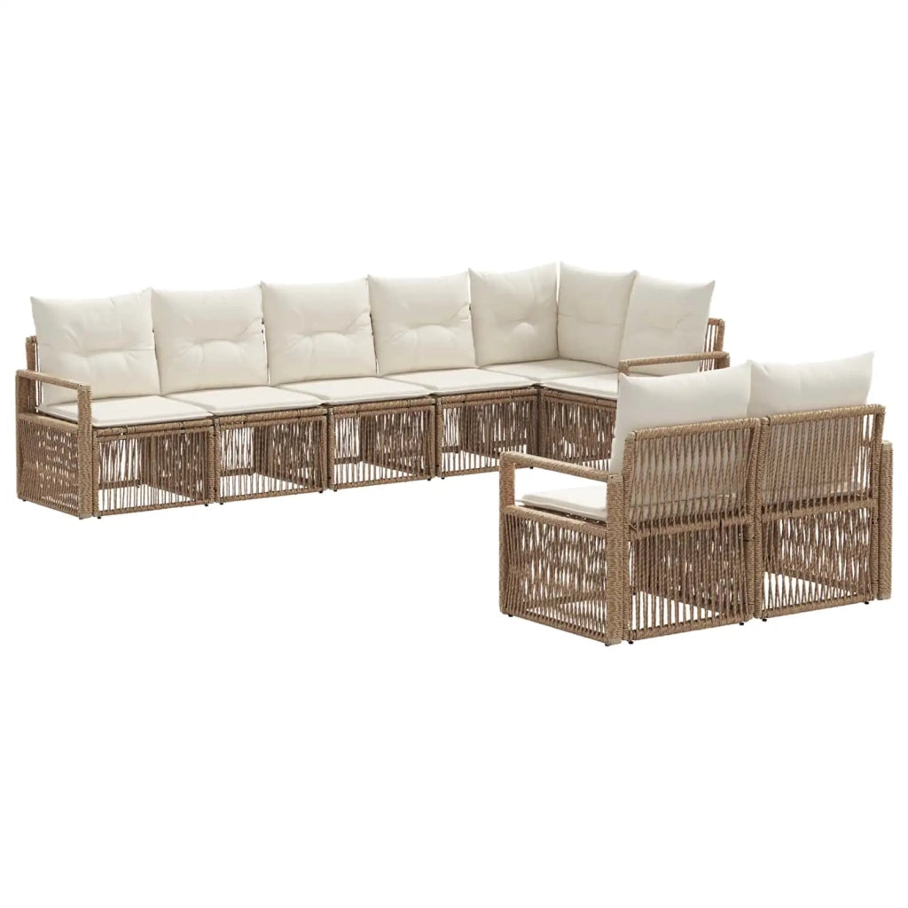 Set Divano da Giardino 8 pcs Beige polyrattan 3435774