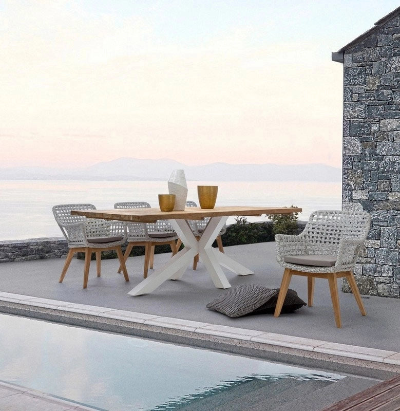 Tavolo da Esterno Giardino in Legno 240 x 100 cm Bianco Ramsey Bizzotto