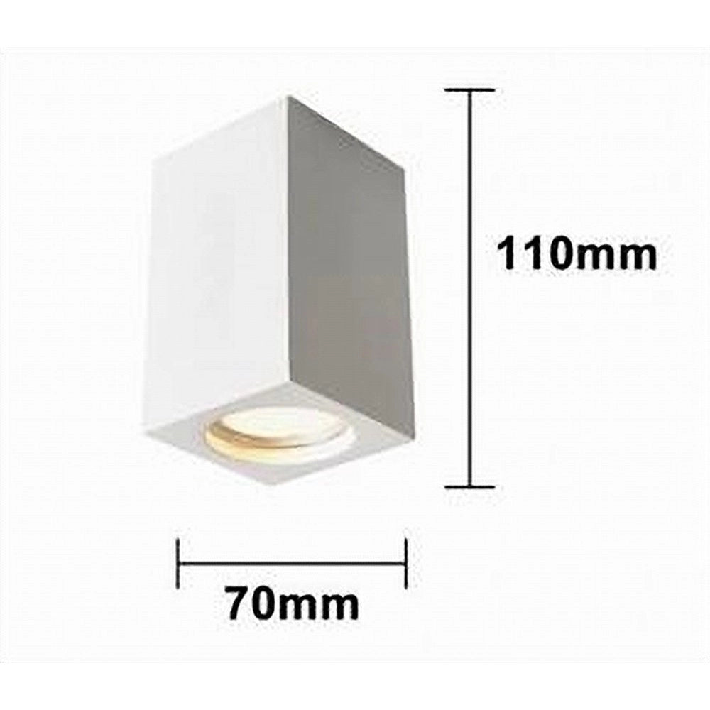 Trade Shop - Porta Faretto Lampada Da Soffitto Quadrato In Gesso Gu10 H110mm Ip20 Gs-c110-q -