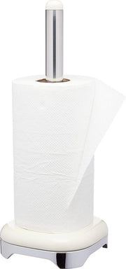 Supporto per rotoli da cucina, supporto per rotoli autonomo, supporto per rotoli in alluminio di alta qualità, dispensatore per rotoli da cucina e supporto per rotoli di metallo, bianco crema, 35 x 14 cm