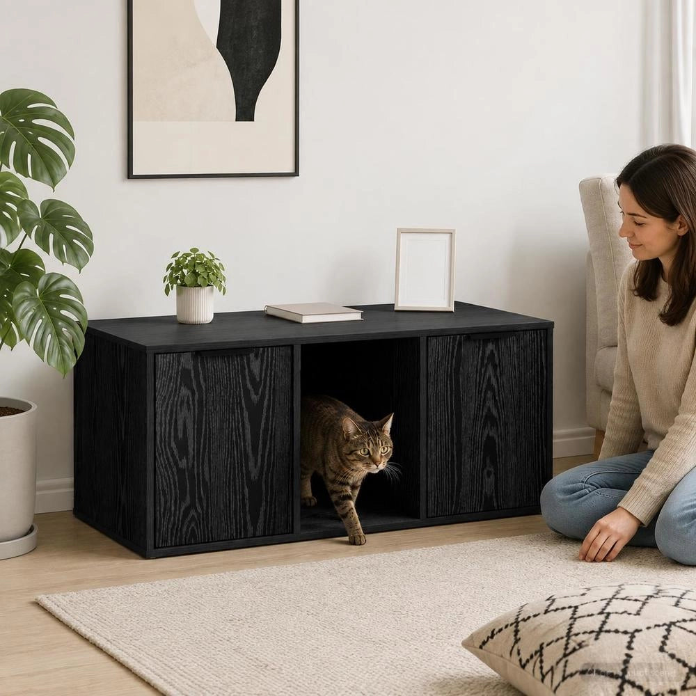 Mobile Per Gatti Rovere Nero 100 X 49 X 45 Cm