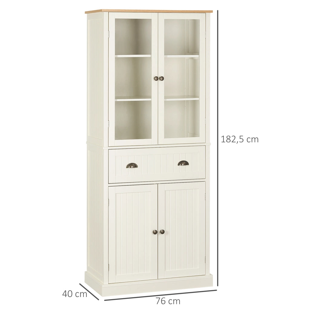 Credenza con Vetrina e Cassetto ¨C Xylo ¨C Crema 76x40x182,5 cm