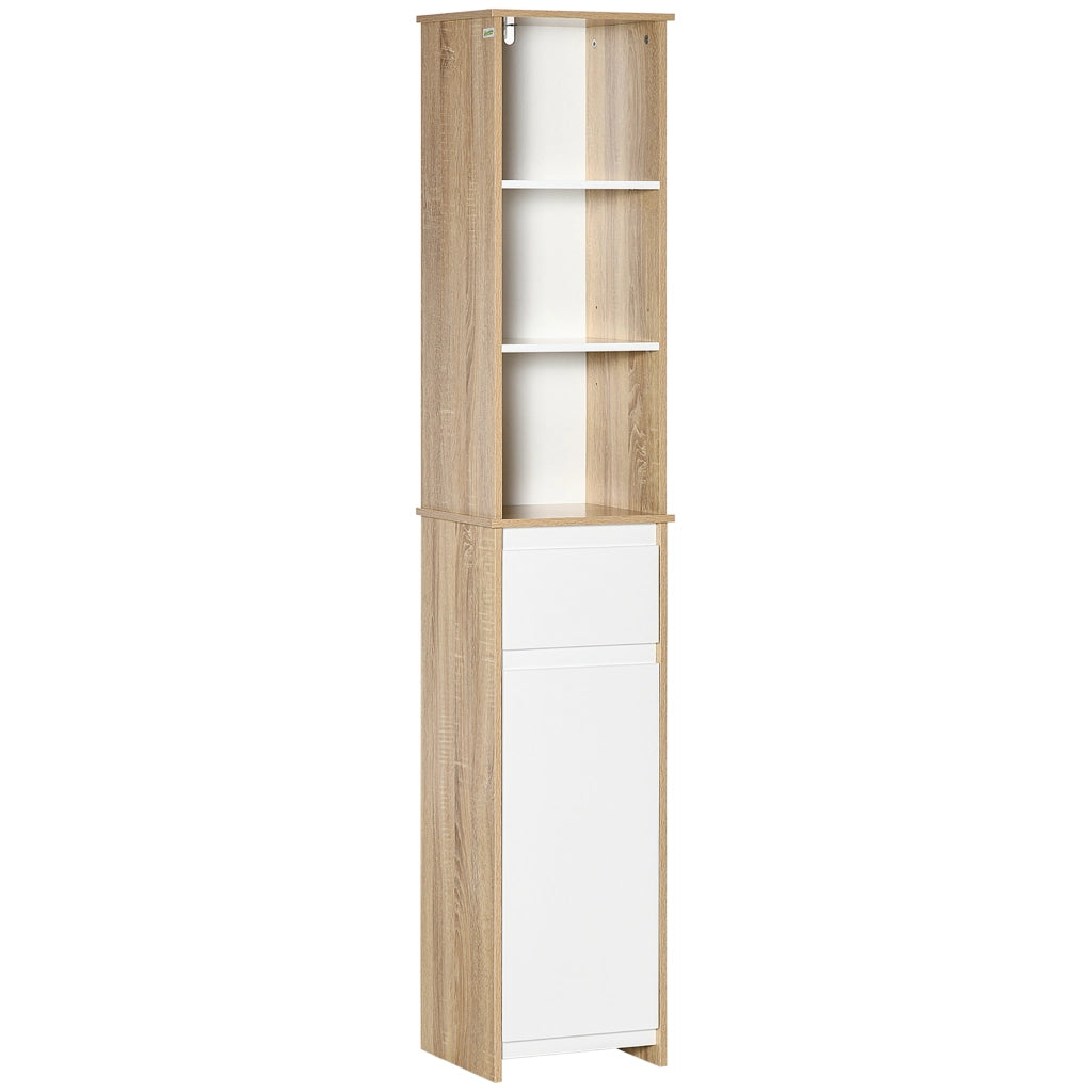 Colonna Bagno 3 Nicchie Cassetto Ripiano ¨C Minimal ¨C Bianco Rovere 60x30x