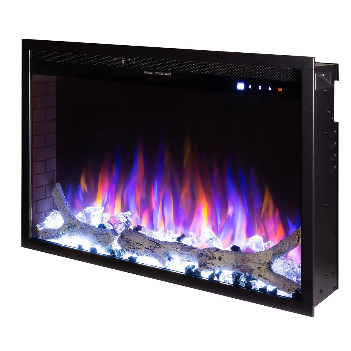 Camino Elettrico da Incasso 50,8x75x19,5 cm Effetto Fiamma 1500W Thomas Maxi Nero