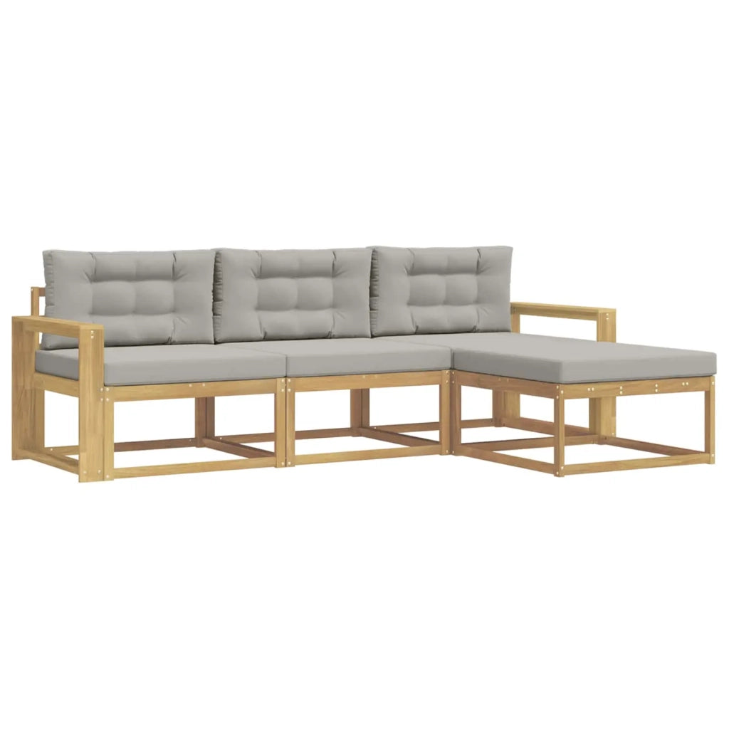 Set di divani da esterno 4 pcs Bianco e Grigio Chiaro