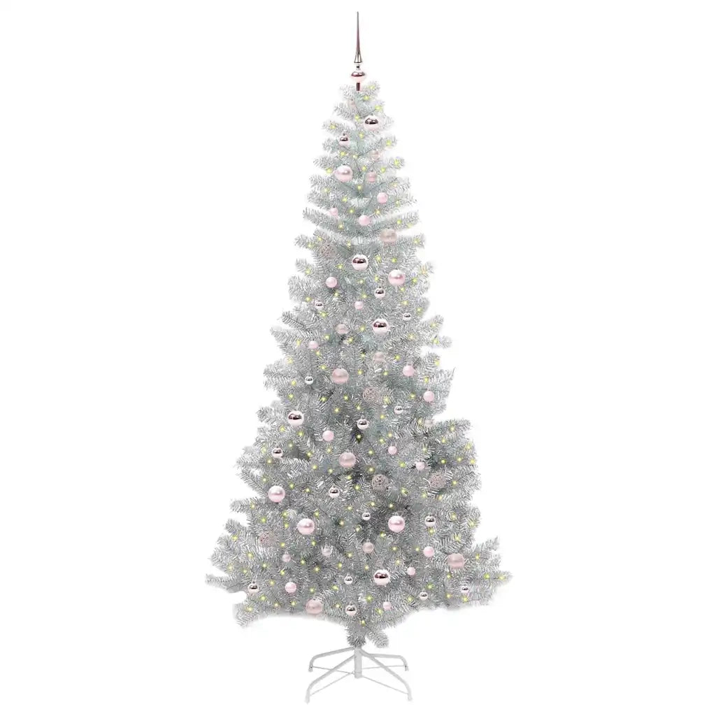 Albero di Natale con 300 LED con supporto Argento 240 cm PET 3396694