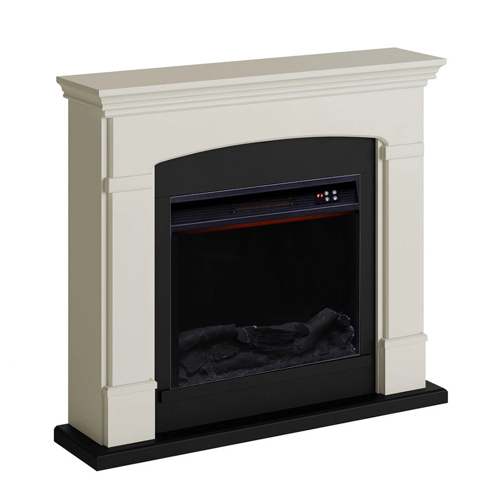 Camino Elettrico da Pavimento 107,2x95,2x24,5 cm Effetto Fiamma 1500W Sined Siena Bianco Crema