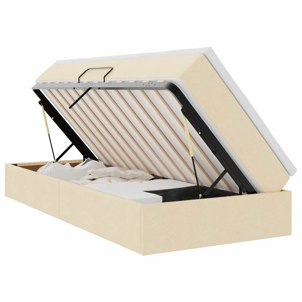Letto con contenitore e materasso Crema 90 x 200 cm Poliestere