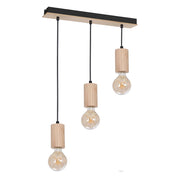 Lampadario Lines Milagro 3xE27 nero metallo legno chiaro