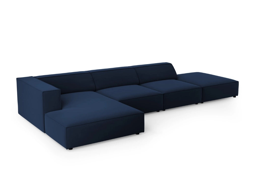Cosmopolitan Design - Divano angolare sinistro "Arendal" 5 posti in velluto blu reale 
