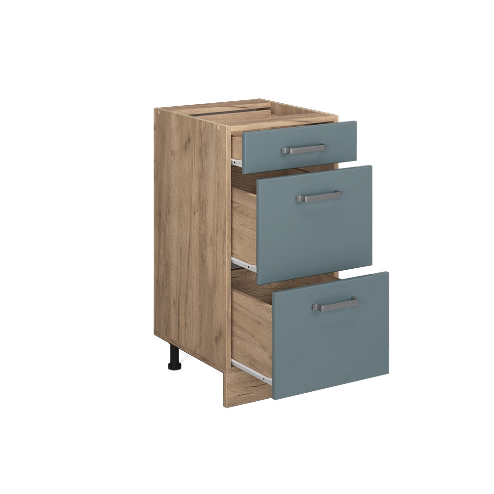 Vicco Mobiletto base per cucina Grigio-blu 40 cm con cassetti, senza piano di lavoro