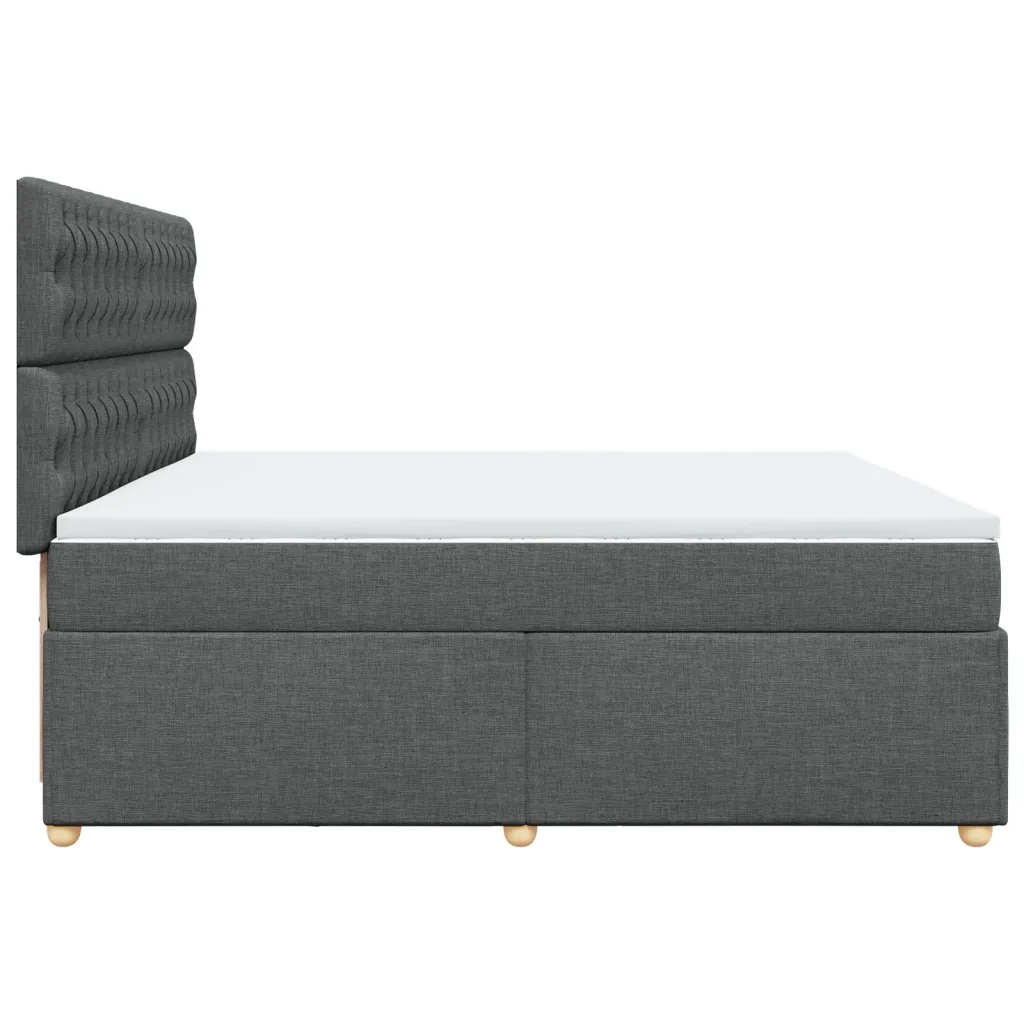 Giroletto a Molle con Materasso Grigio Scuro 200x200 cm Tessuto
