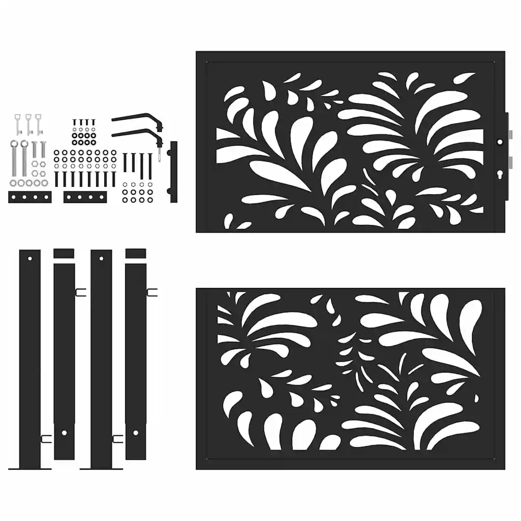 Cancello da giardino nero 100x100 cm in acciaio design ondulato 4100969