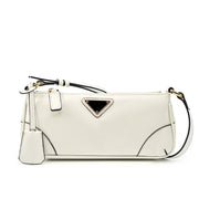 Borsa a tracolla da donna in vera pelle, modello Crescent, alla moda, modello Hobo, colore bianco.