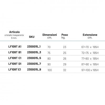 Lato fisso per porta battente briar 6 millimetri chrome per box doccia *** misure 97-100cm x h190cm trasparente, conf...