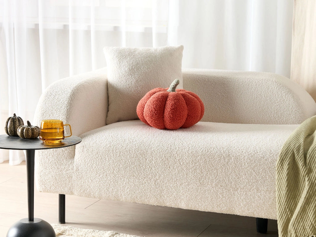 Cuscino di peluche a forma di zucca in tessuto bouclé arancione âŒ€ 28 cm decorazione accessorio di halloween
