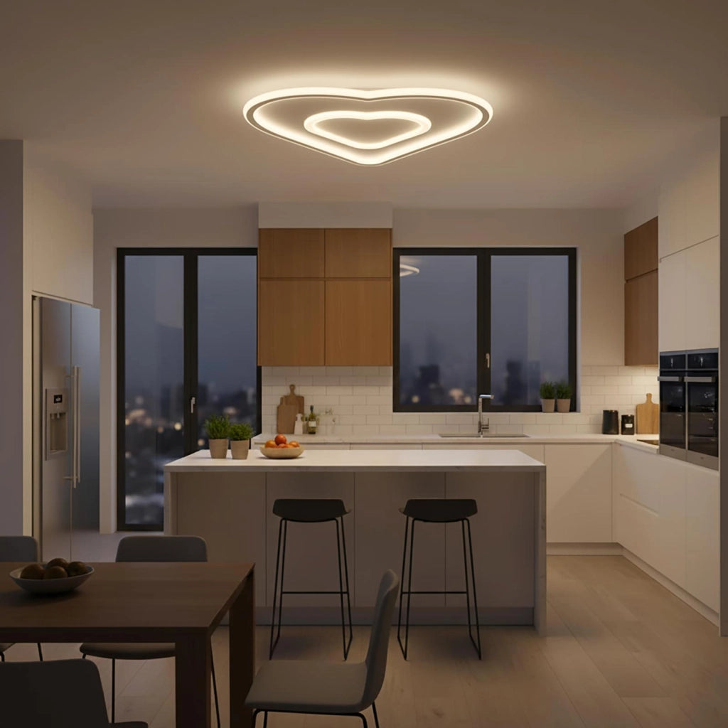 Plafoniera moderna a cuore doppio LED 54W lampada soffitto 3 temperature luce cameretta bambina cucina 230V