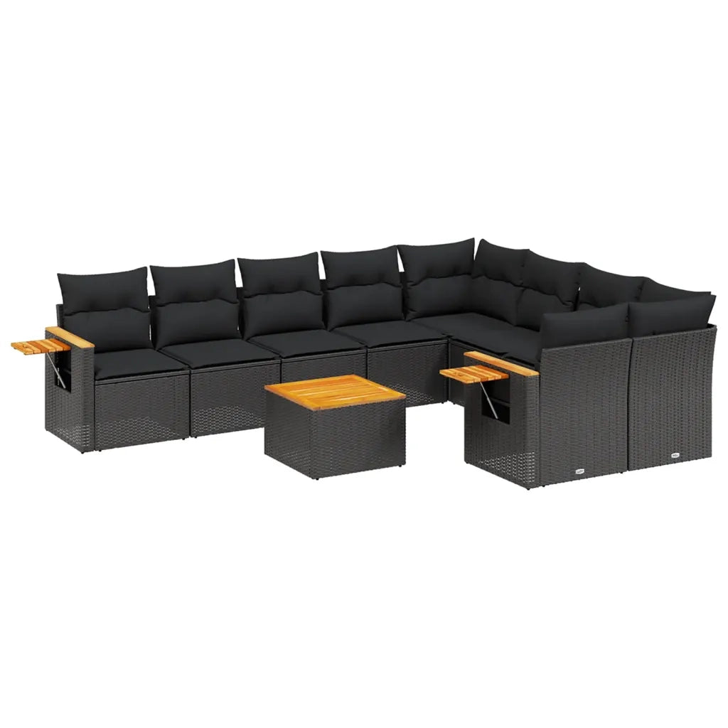 Set Divani da Giardino 10pz con Cuscini in Polyrattan Nerocod mxl 112542