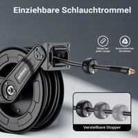 Avvolgitubo per aria compressa 15 m, avvolgitubo automatico in acciaio, 20 bar, facile montaggio a muro, girevole a 180°