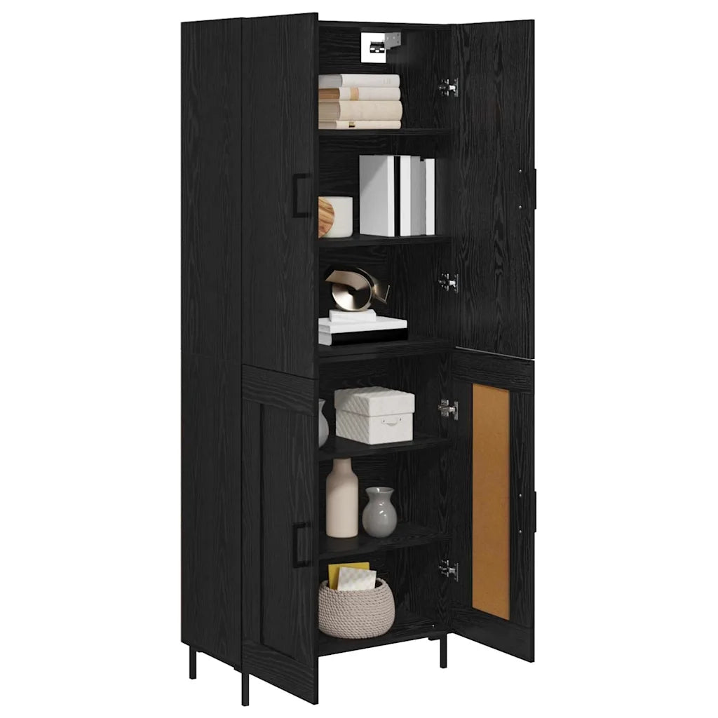 Credenza-Buffet-Armadio da cucina Rovere Nero 69,5 x 34 x 180 cm Legno multistrato 728337