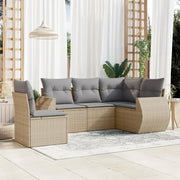 Set Divano da Giardino 5 pz con Cuscini Beige in Polyrattan 3253706
