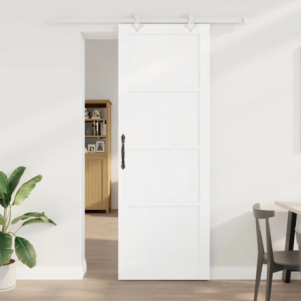 Porta scorrevole Bianco 83 x 232 cm Legno Massello di Pino