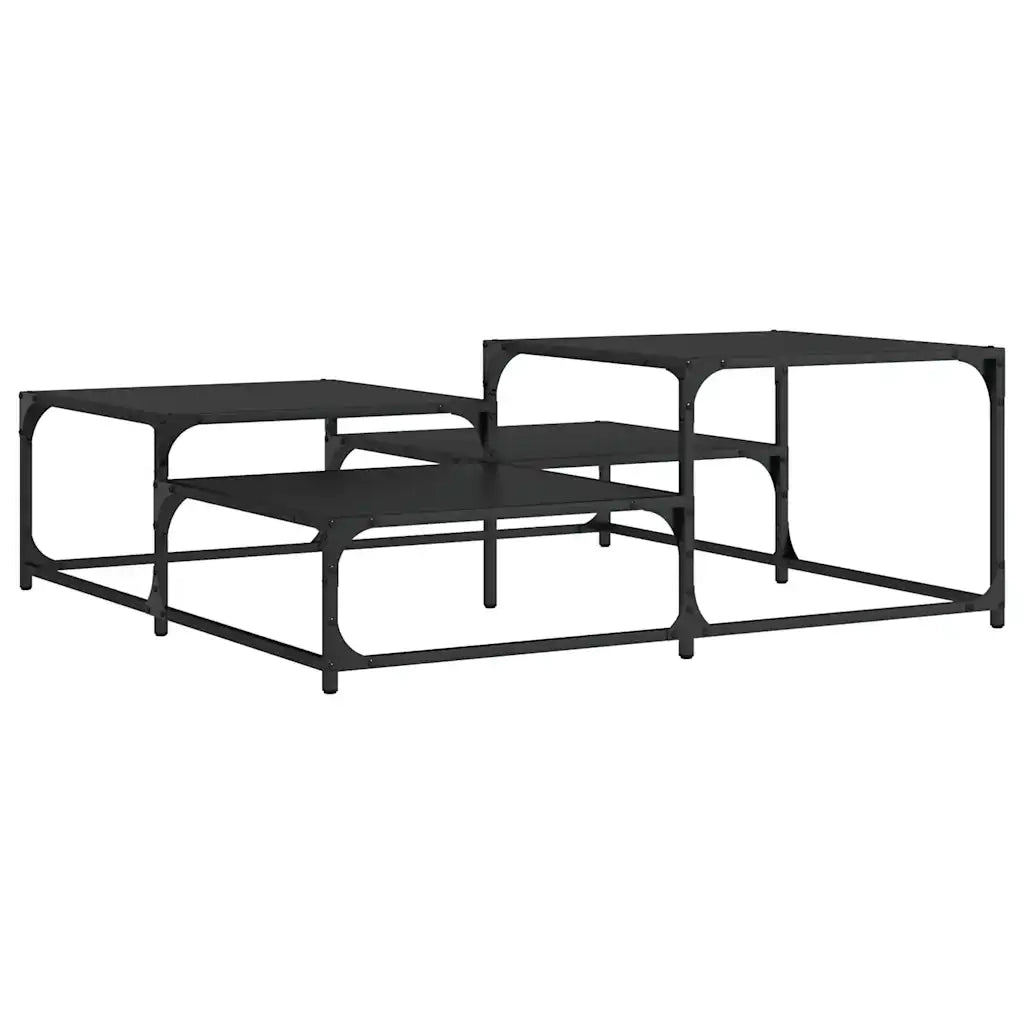 Tavolino da Salotto-Tavolino da soggiorno-Tavolo Nero 107x107x40 cm in Legno Multistrato