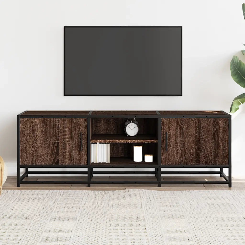 Mobile TV Rovere Marrone 120x35x41 cm Legno Multistrato Metallo