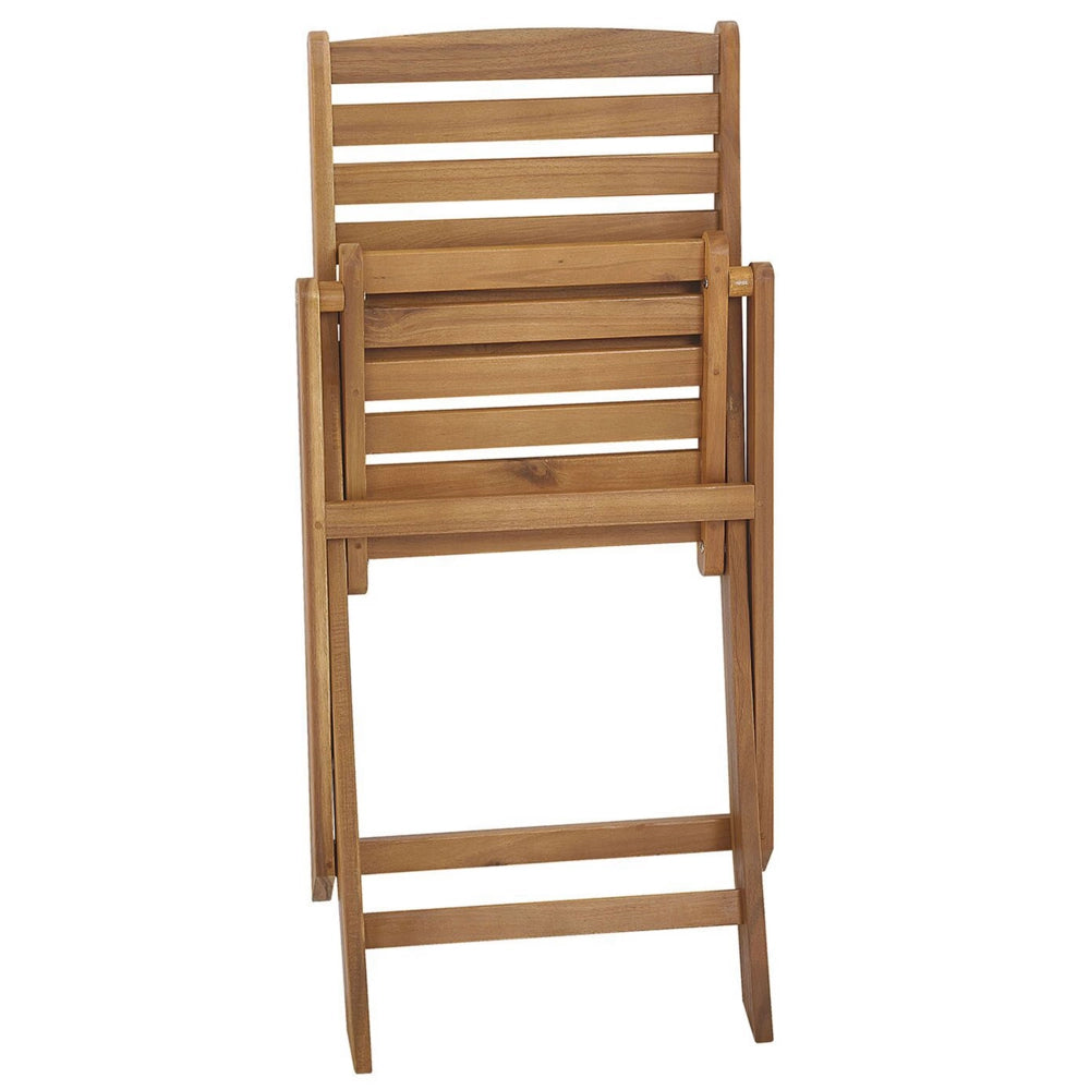 Set da pranzo da giardino in 7 pezzi Tavolo rotondo in legno di acacia chiaro e 6 sedie a doghe pieghevoli