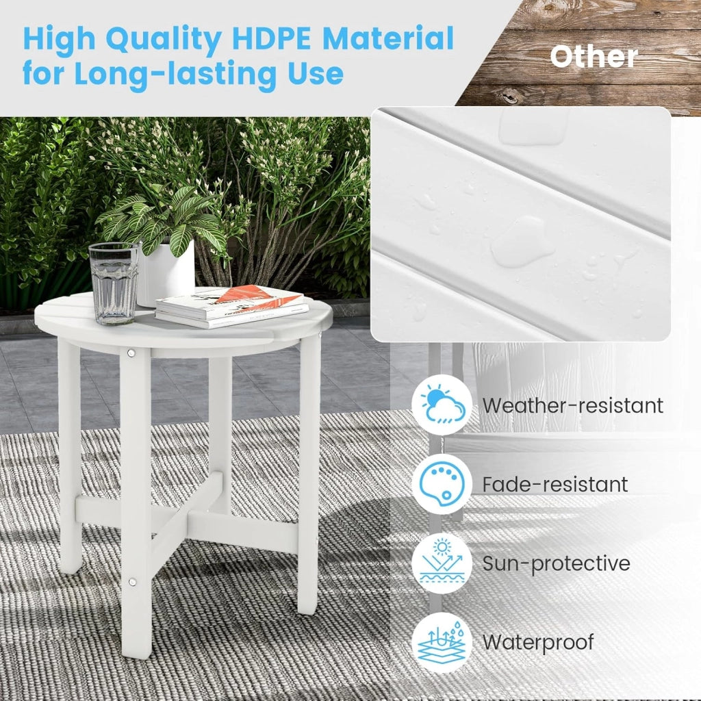 Tavolino da balcone da giardino, piccolo, resistente alle intemperie, balcone, in HDPE, resistente ai raggi UV, portatile, fino a 100 kg, piccolo tavolo per esterni, 46 x 46 x 46 cm