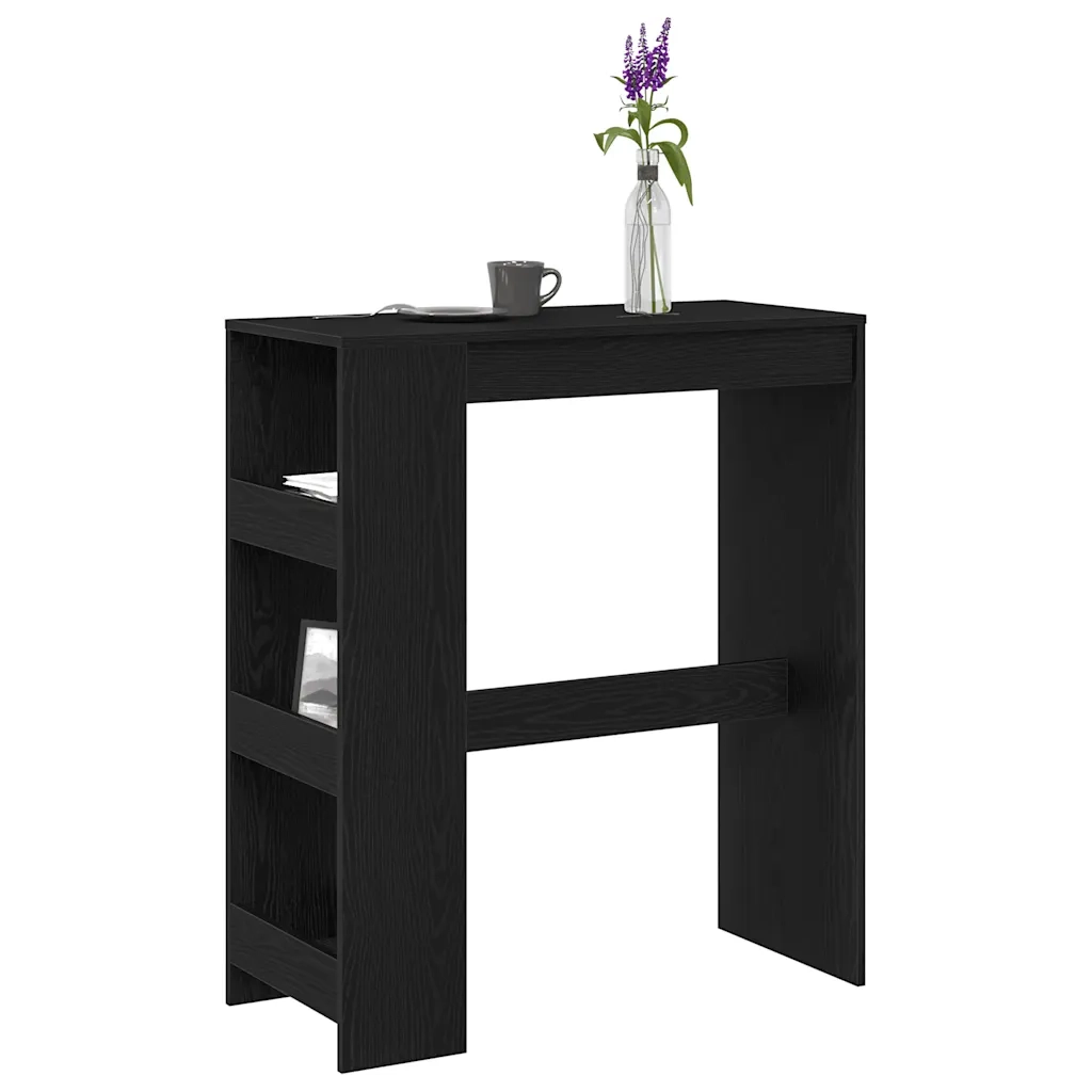 Tavolo Bar con Rastrelliera Rovere Nero 90x40x103,5 cm