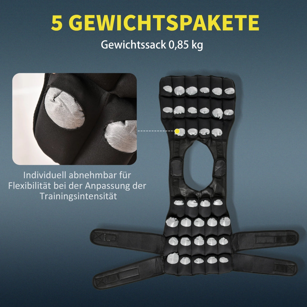 Gilet Ponderato Regolabile per Fitness ¨C Minimal ¨C 60x50 cm Nero