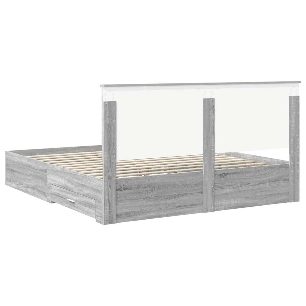 Letto con Contenitore con testiera Grigio Sonoma 180 x 200 cm 3409529