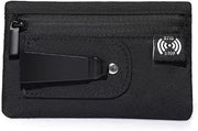 Clip per Ospitare Carte di Credito con Funzione RFID, Tasche di Sicurezza Ultra Sottili con Creditcard e Portachiavi per Uomo e Donna, Adatta per Viaggi Internazionali, Pendolarismo e Attività All'Aperto (Nero)