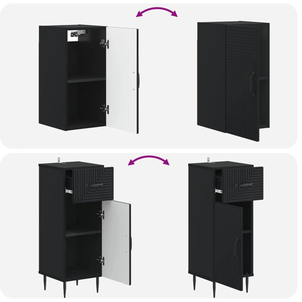 Set di armadietti da bagno in 3 pezzi HAARLEM Nero 3417775