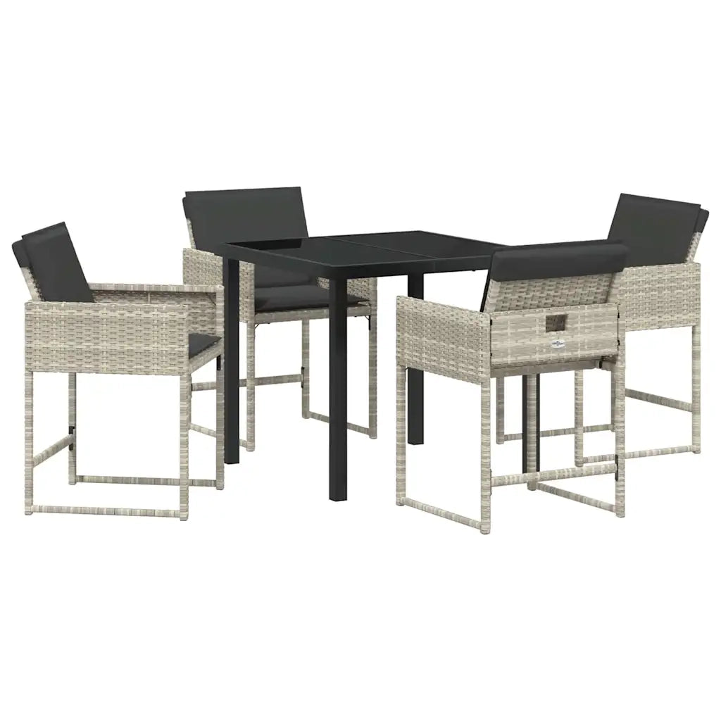 Set da Pranzo per Giardino 5 pcs Grigio chiaro polyrattan 3380024