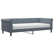 Divano letto | Sof¨¤ letto | Letto singolo con Materasso Grigio Scuro 90x200 cm in Velluto