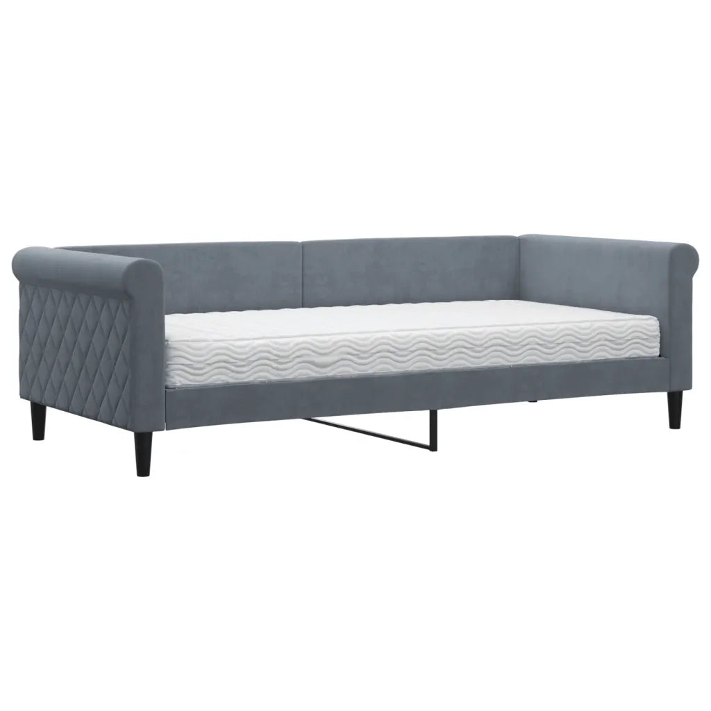 Divano letto | Sof¨¤ letto | Letto singolo con Materasso Grigio Scuro 90x200 cm in Velluto