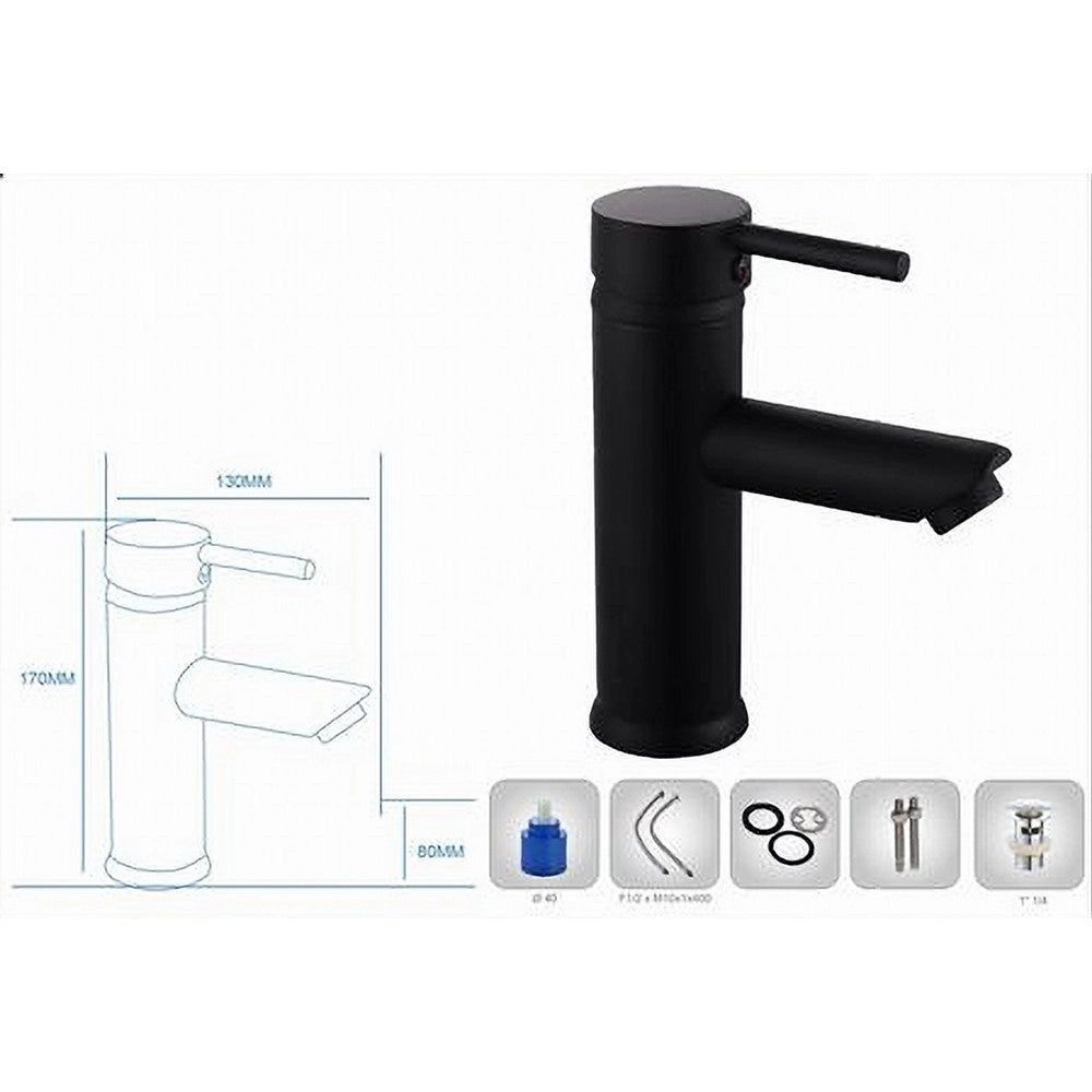 Trade Shop - Rubinetto Bagno Moderno Nero Opaco Miscelatore Orientabile Lavabo Canna Bassa 87391 -