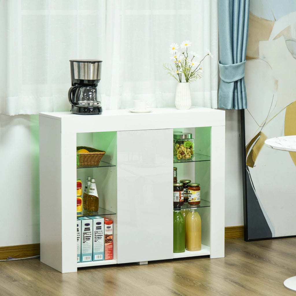 Credenza Moderna con Luci LED ¨C zephmum ¨C 97x35x83 Bianco