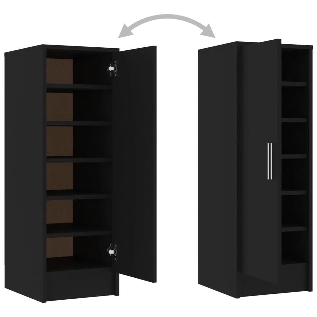 Scarpiera mobiletto portascarpe mobile per ingresso/corridoio/soggiorno 32 x 35 x 92 cm legno ingegnerizzato nero 02_0021967