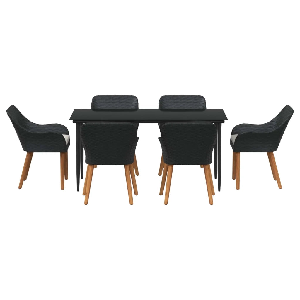Set da Pranzo per Giardino con cuscino 7 pcs Nero polyrattan 3261667