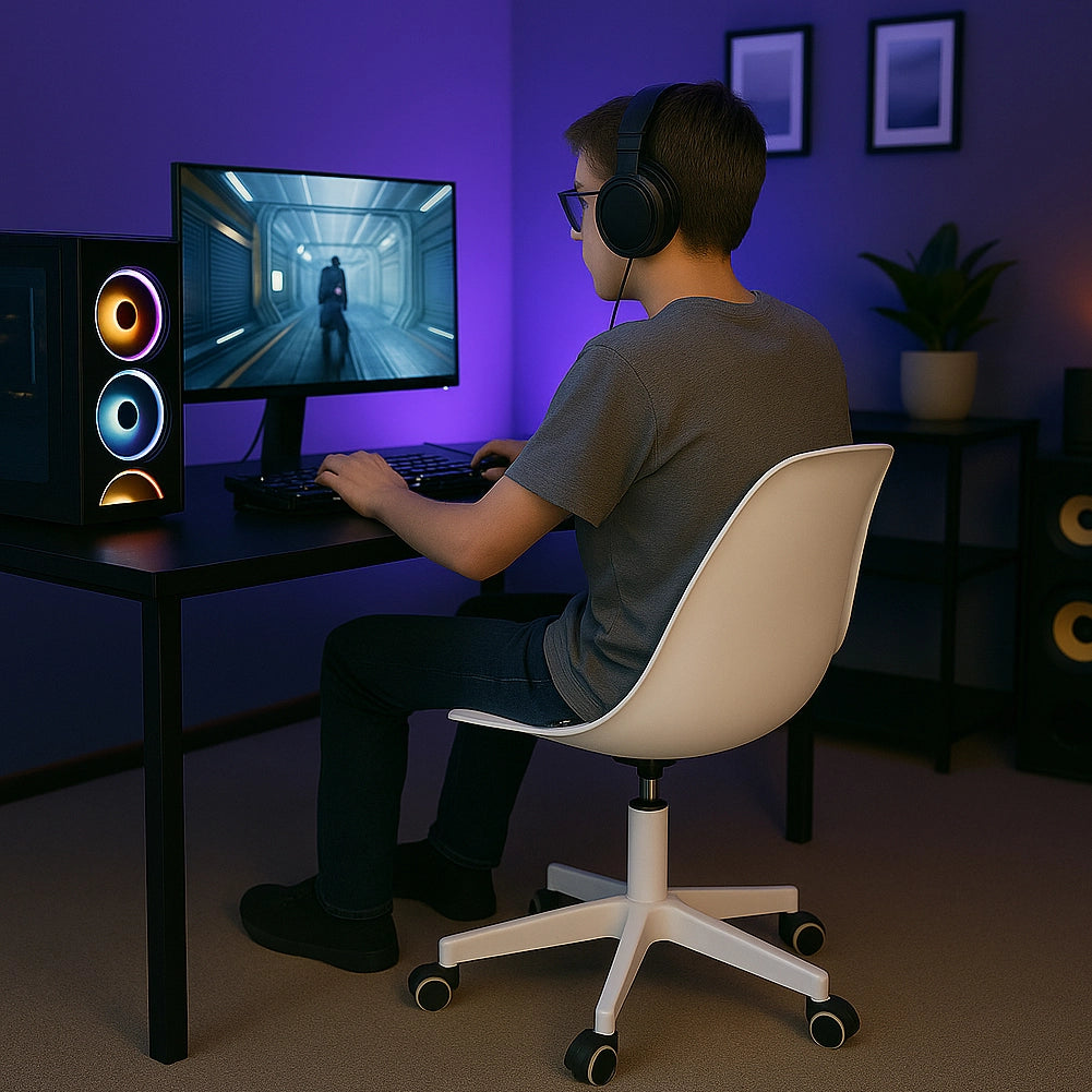 Sedia Ufficio Ergonomica Regolabile 4ruote Girevoli Design Moderno Bianco