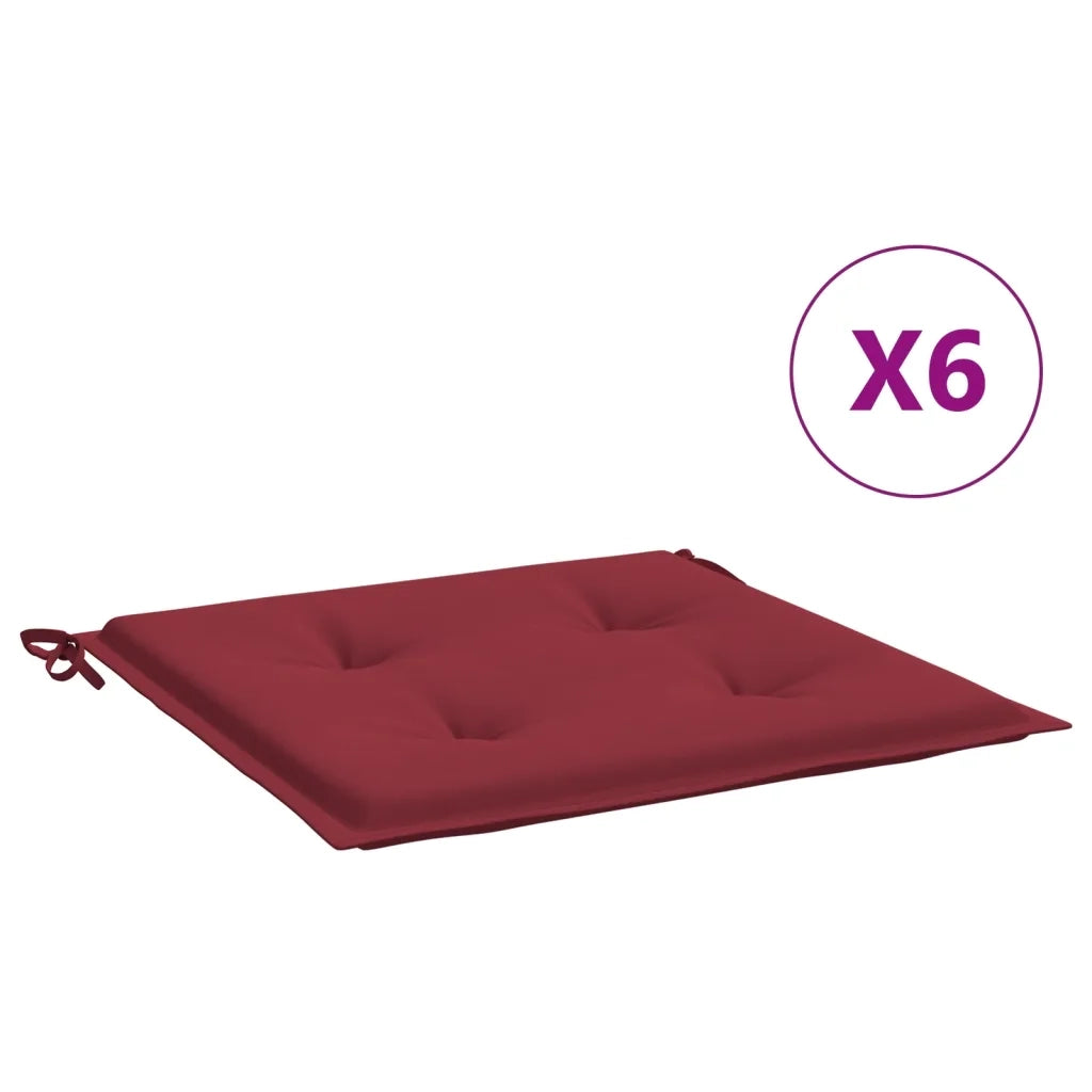 Cuscini per Sedia 6 pz Rosso Vino 50x50x4 cm in Tessuto Oxford 314058