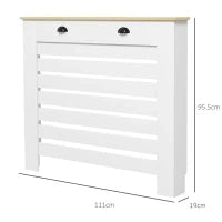 Copri Termosifoni in MDF con 2 Cassetti, 111x19x95,5 cm, Bianco