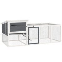 Pollaio da Giardino con Nido per Cova e Area Esterna 214x101x 91,5 cm Grigio