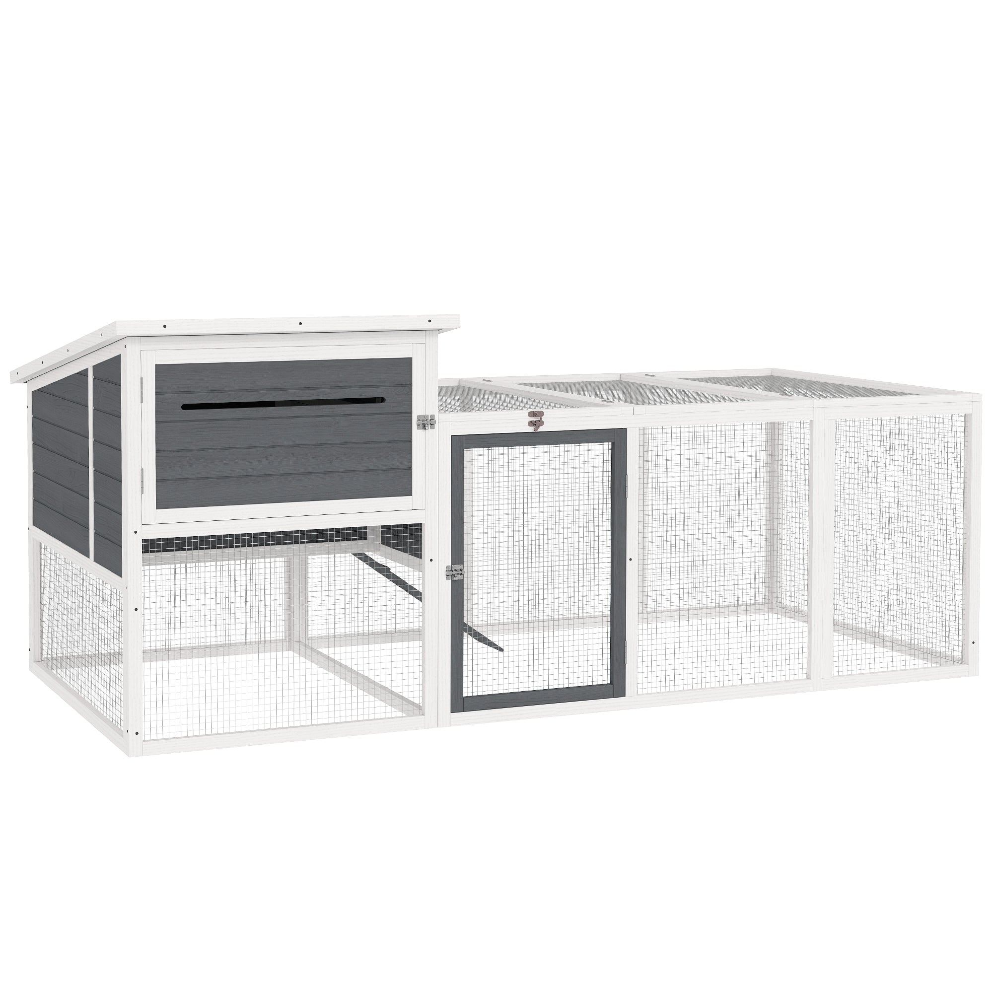 Pollaio da Giardino con Nido per Cova e Area Esterna 214x101x 91,5 cm Grigio