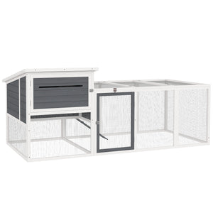 Pollaio da Giardino con Nido per Cova e Area Esterna 214x101x 91,5 cm Grigio