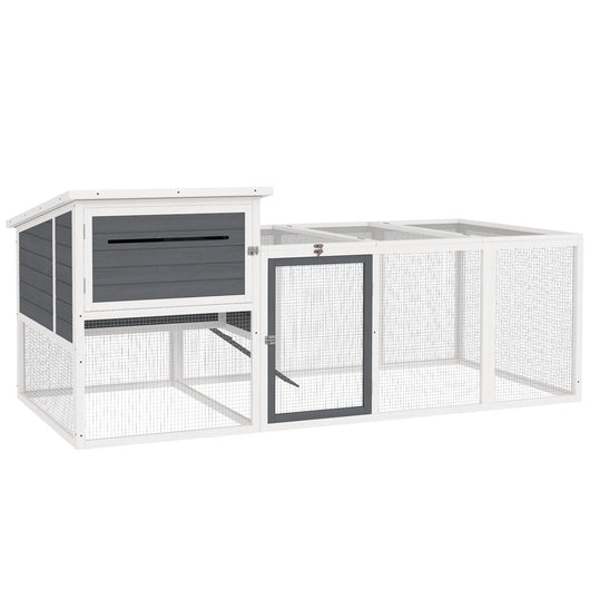 Pollaio da Giardino con Nido per Cova e Area Esterna 214x101x 91,5 cm Grigio