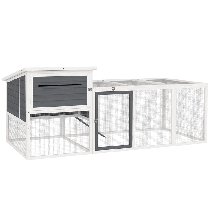 Pollaio da Giardino con Nido per Cova e Area Esterna 214x101x 91,5 cm Grigio